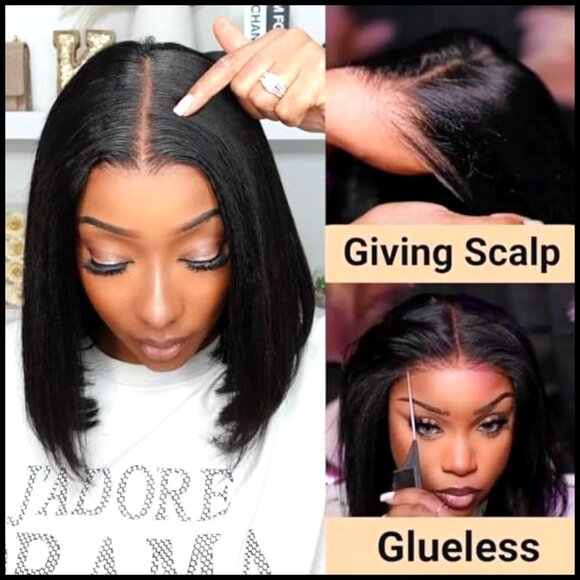 Short Bob Wig Human Hair Glueless Pre Cut Lace Natural Straight Everyday Wear main image 5